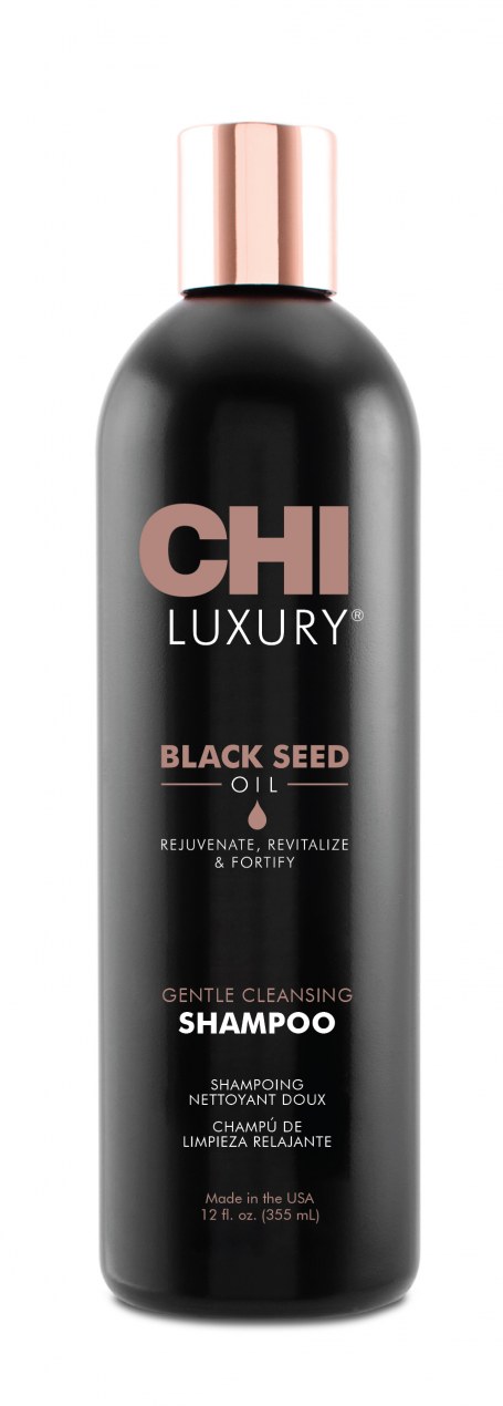 Шампунь CHI Luxury с маслом семян черного тмина для мягкого очищения волос.